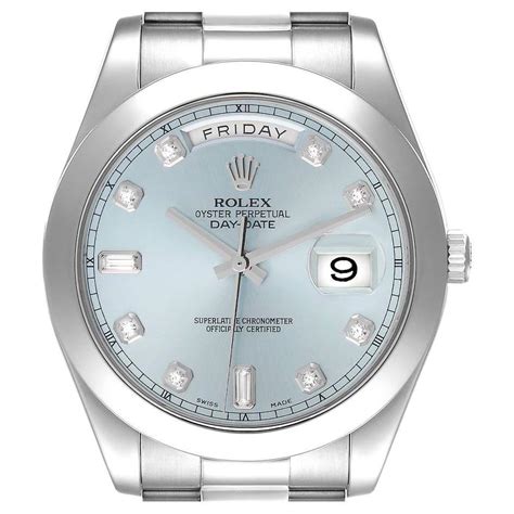 rolex day date ice blue platinum|platinum rolex with diamonds price.